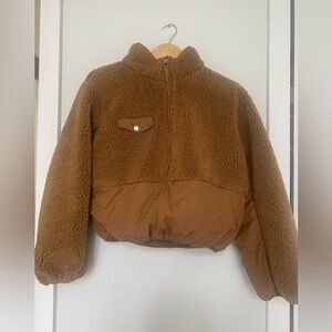 FRAME Camel Sherpa Fleece Pull Over